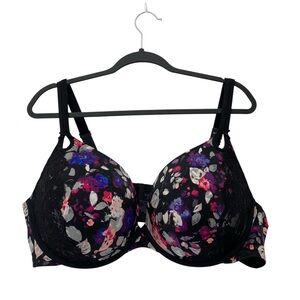 Torrid Bra 44DDD Black Floral Lace Adjustable